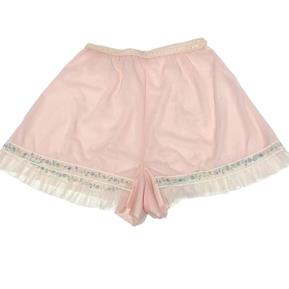 Vintage 50s Rogers Pastel Pink Nylon Mesh Ruffle Lacy Tap...